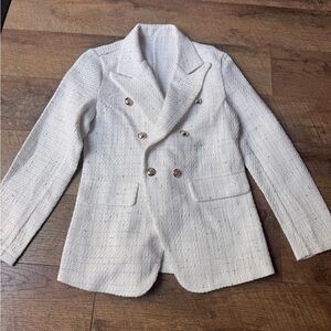NWOT SHEIN White and Gold Double-Breasted Blazer
